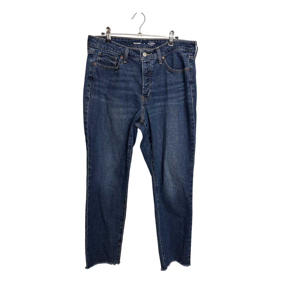 Old Navy O.G. Straight Ankle Jeans Womens 12 High-Waisted Button Fly Blue